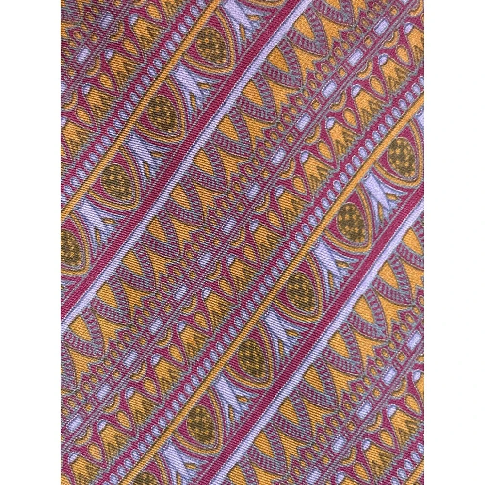 VTG YApre' Italy for Hubert W. White Men's‎ Silk Tie Purple Gold Geometric 4.25